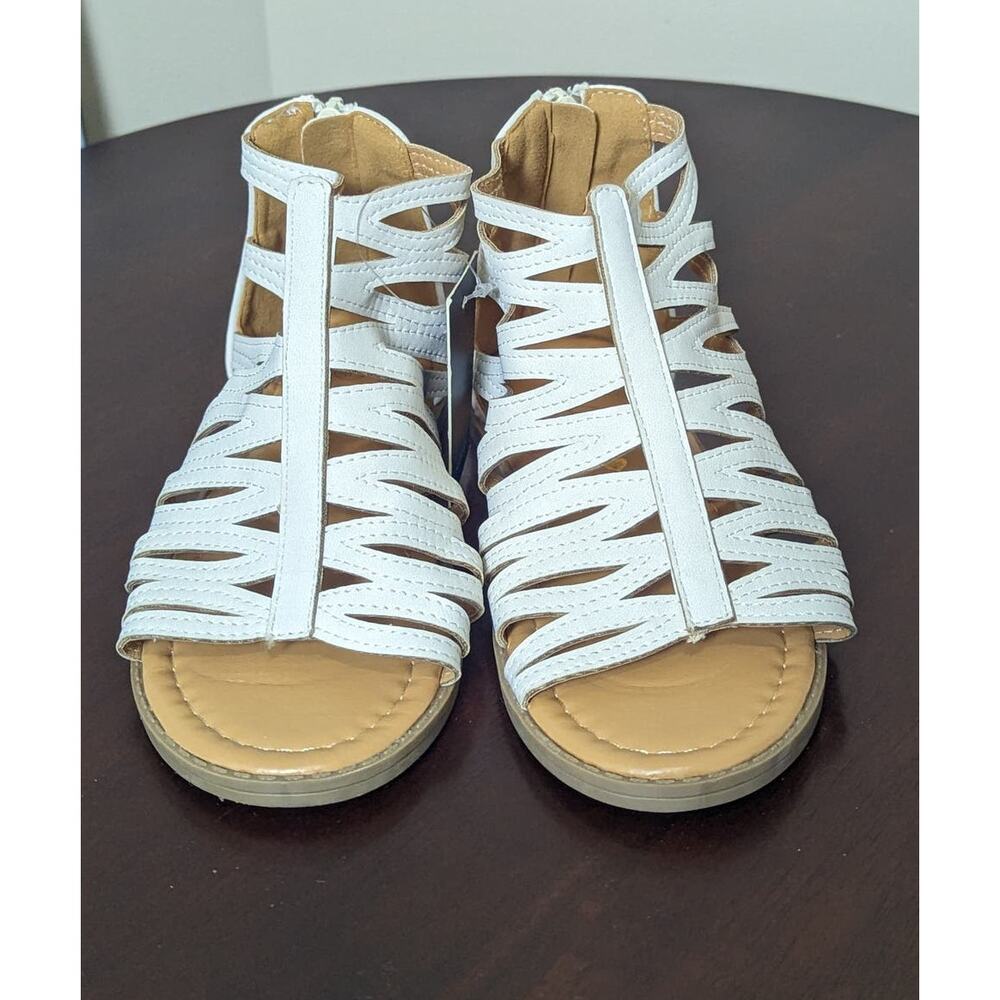 New Mossimo Aries Girls White Gladiator Sandals Heel Zipper Size 1
